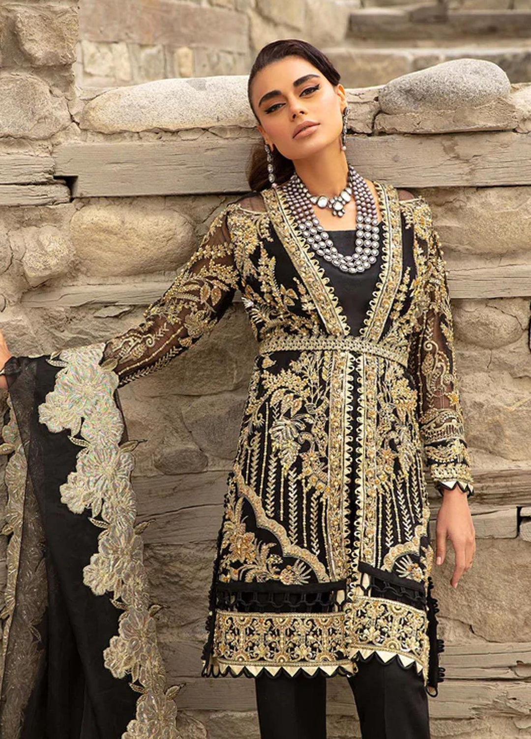 Marwa By Maryam Hussain Embroidered Organza Suits Unstitched 4 Piece MH23MW Husn - Luxury Formal Collection