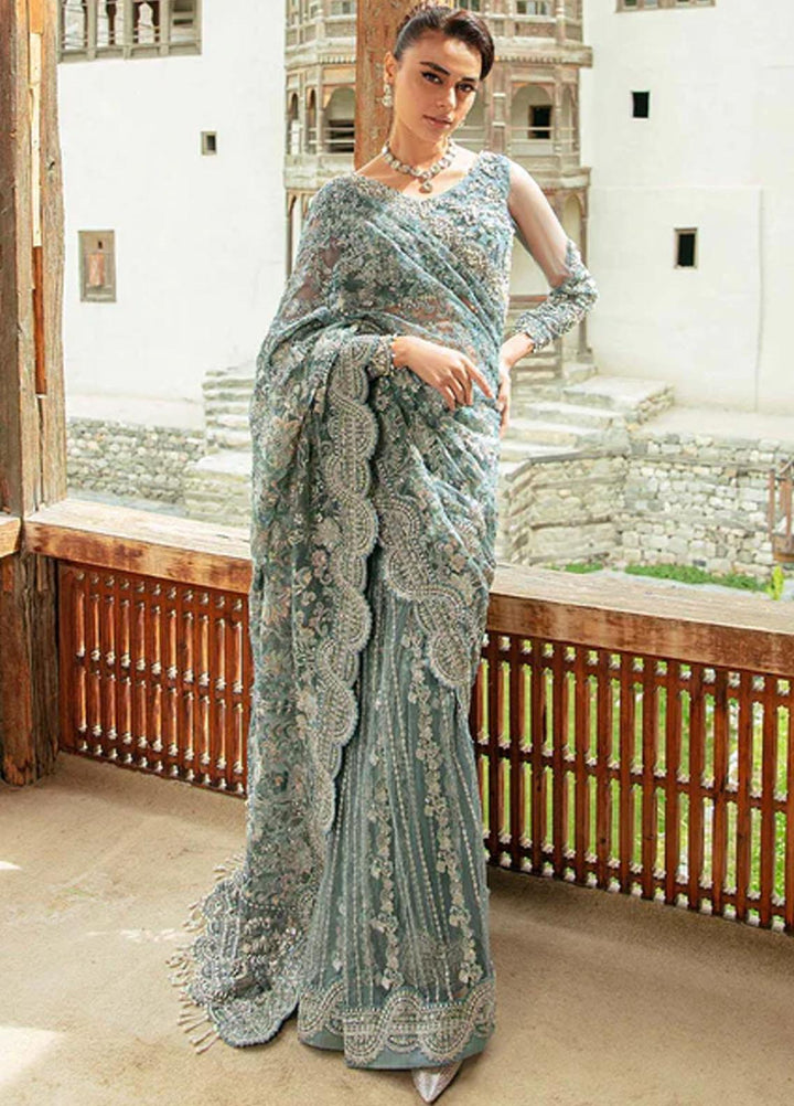 Marwa By Maryam Hussain Embroidered Net  Unstitched Saree MH23MW Resham - Luxury Formal Collection