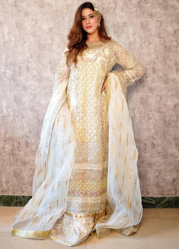 Marwa By Maryam Hussain Embroidered Organza Suits Unstitched 4 Piece MH23MW Zarq - Luxury Formal Collection