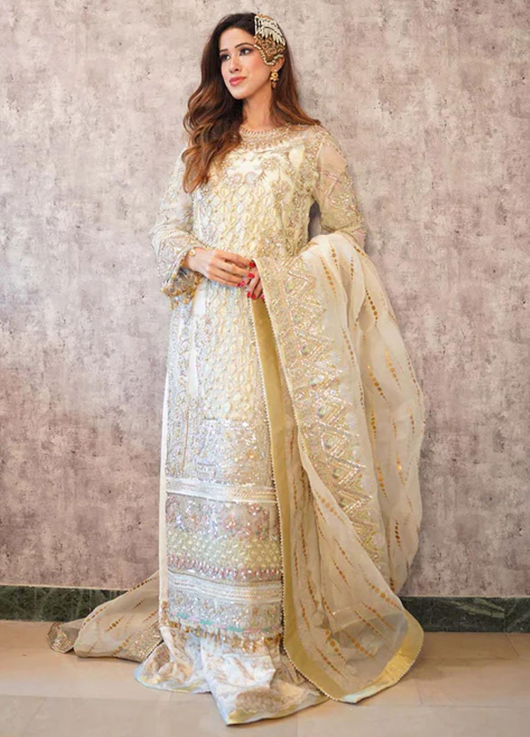 Marwa By Maryam Hussain Embroidered Organza Suits Unstitched 4 Piece MH23MW Zarq - Luxury Formal Collection