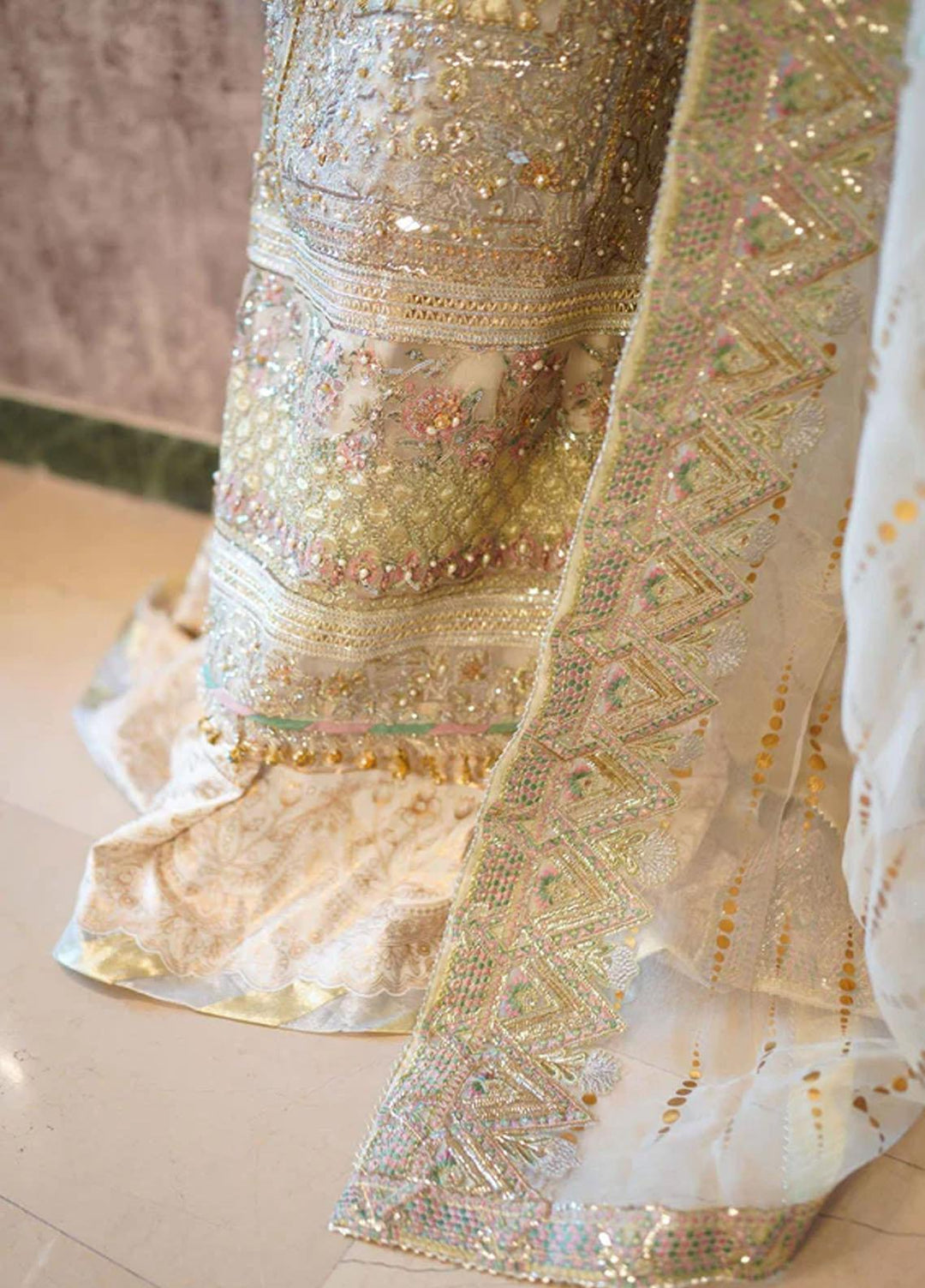 Marwa By Maryam Hussain Embroidered Organza Suits Unstitched 4 Piece MH23MW Zarq - Luxury Formal Collection