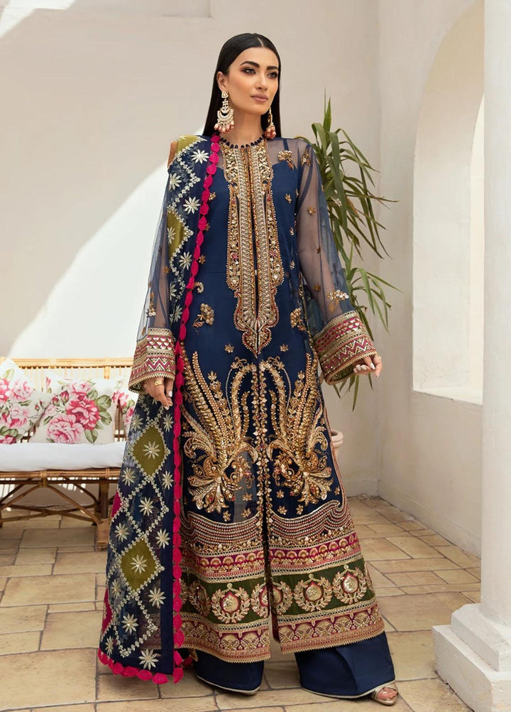 Marwa by Maryam Hussain Embroidered Net Suits Unstitched 3 Piece MH21MF 01 NEELUM - Luxury Collection