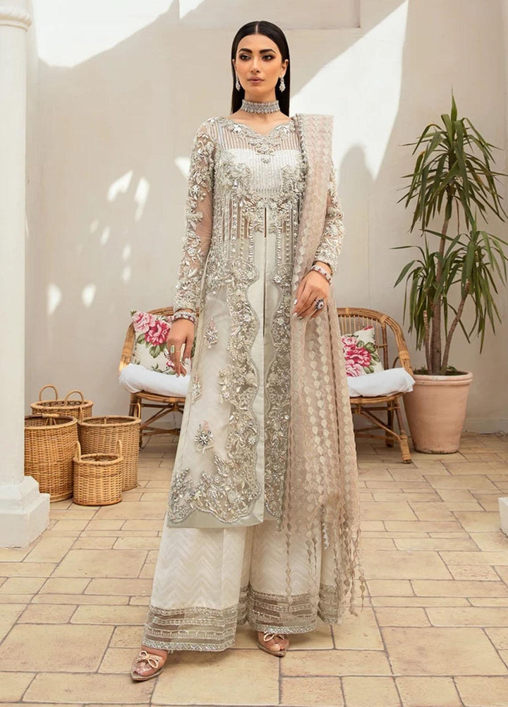 Marwa by Maryam Hussain Embroidered Net Suits Unstitched 3 Piece MH21MF 02 ROSHNI - Luxury Collection