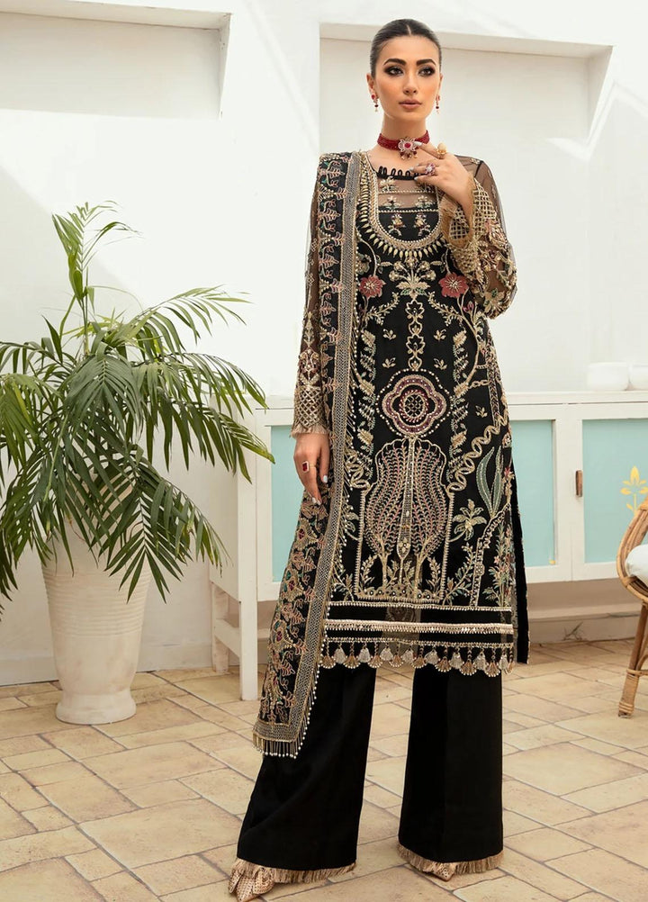 Marwa by Maryam Hussain Embroidered Net Suits Unstitched 3 Piece MH21MF 03 MEENA - Luxury Collection