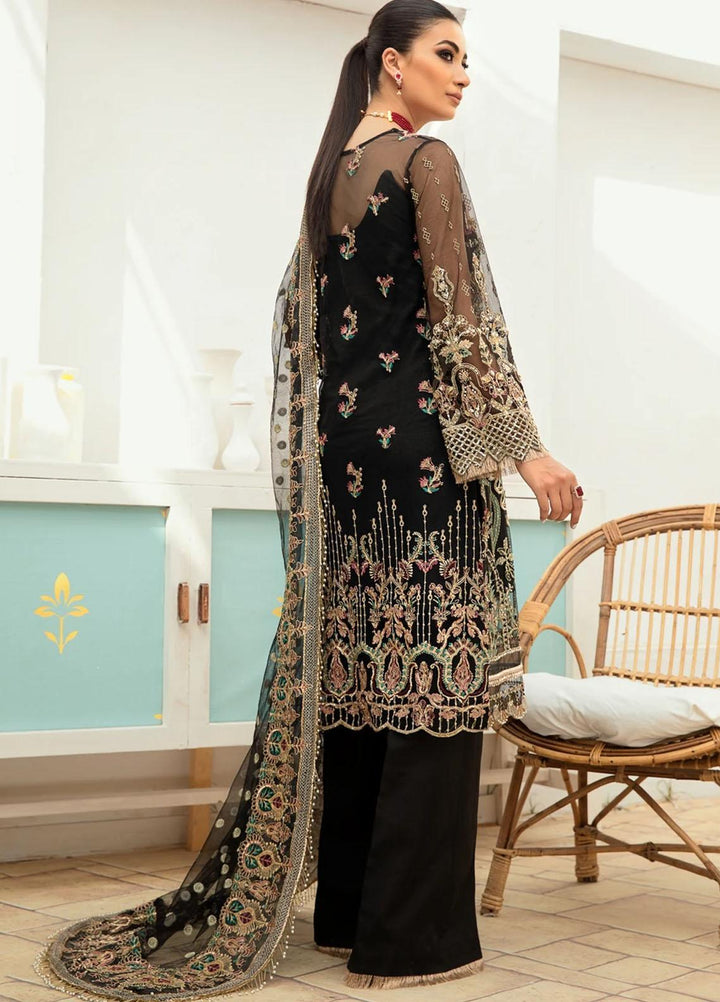 Marwa by Maryam Hussain Embroidered Net Suits Unstitched 3 Piece MH21MF 03 MEENA - Luxury Collection
