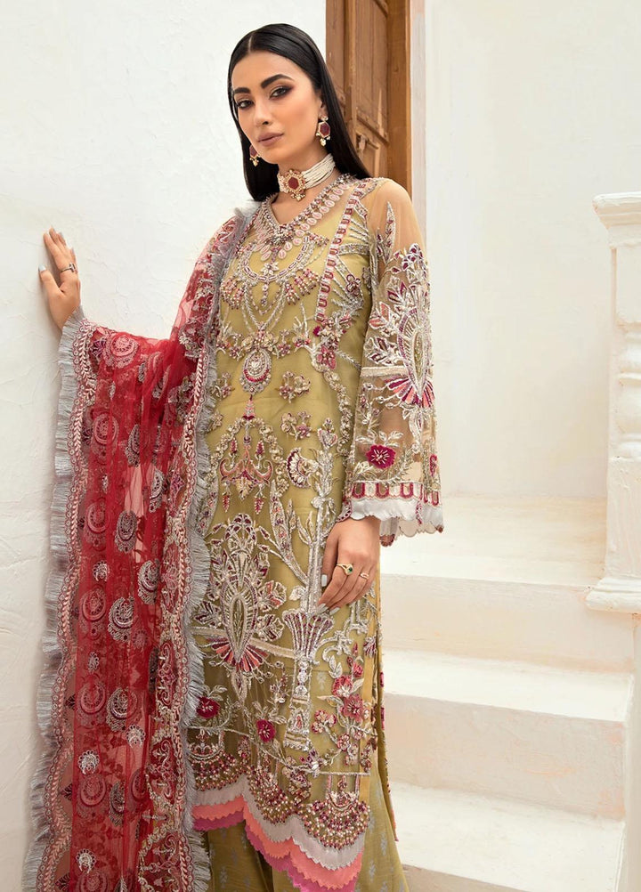 Marwa by Maryam Hussain Embroidered Net Suits Unstitched 3 Piece MH21MF 05 MUSHK - Luxury Collection