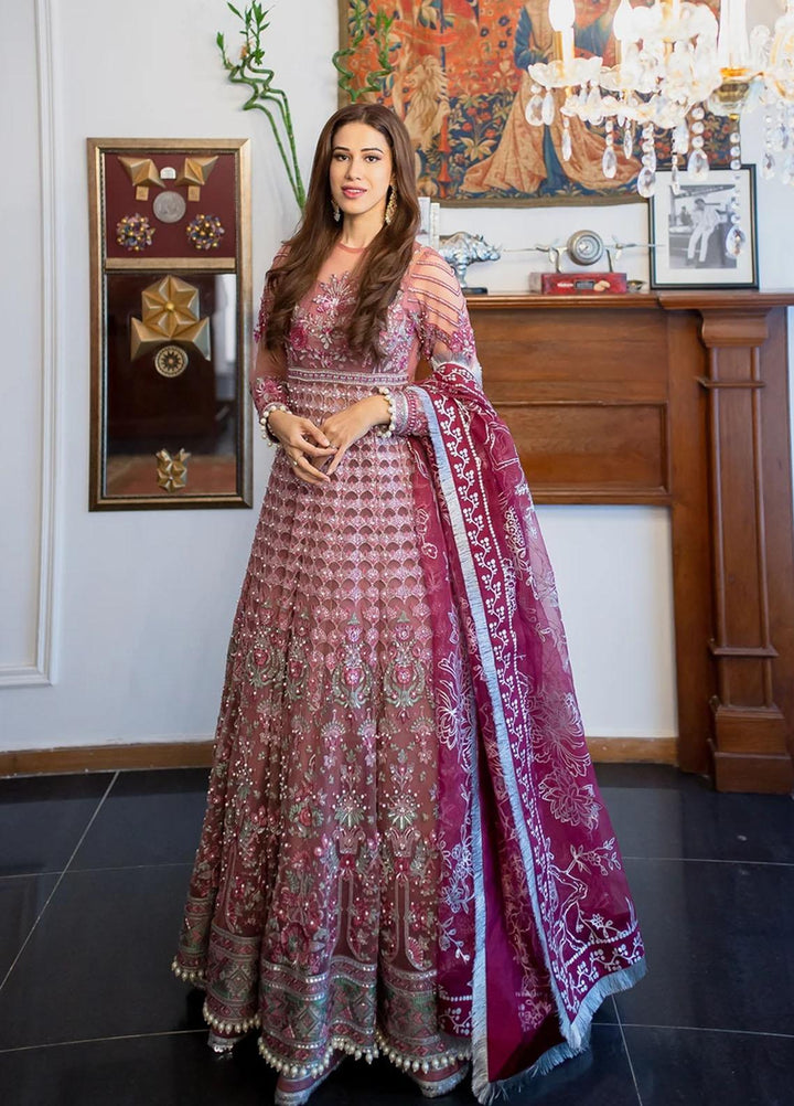 Marwa by Maryam Hussain Embroidered Net Suits Unstitched 3 Piece MH21MF 08 MEHROZ - Luxury Collection