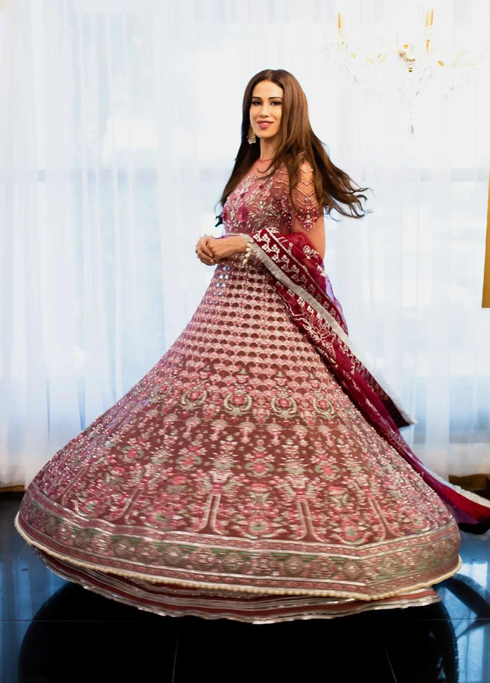 Marwa by Maryam Hussain Embroidered Net Suits Unstitched 3 Piece MH21MF 08 MEHROZ - Luxury Collection