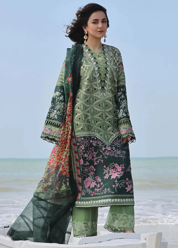 Maryam Hussain Embroidered Lawn Suit Unstitched 3 Piece MH24L D-01 Gardenia - Luxury Collection