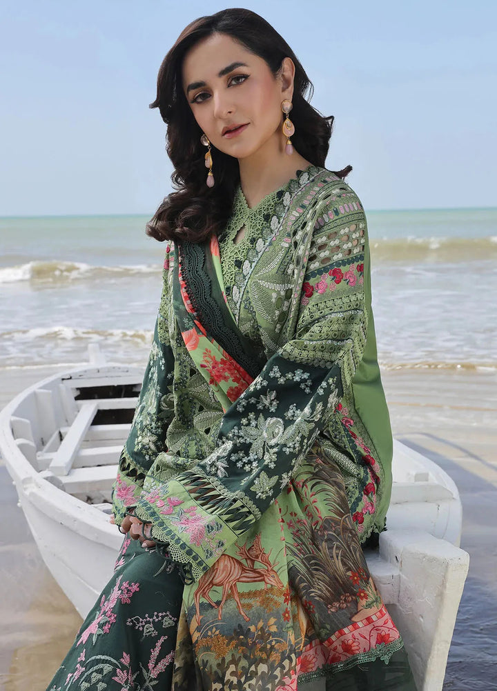 Maryam Hussain Embroidered Lawn Suit Unstitched 3 Piece MH24L D-01 Gardenia - Luxury Collection