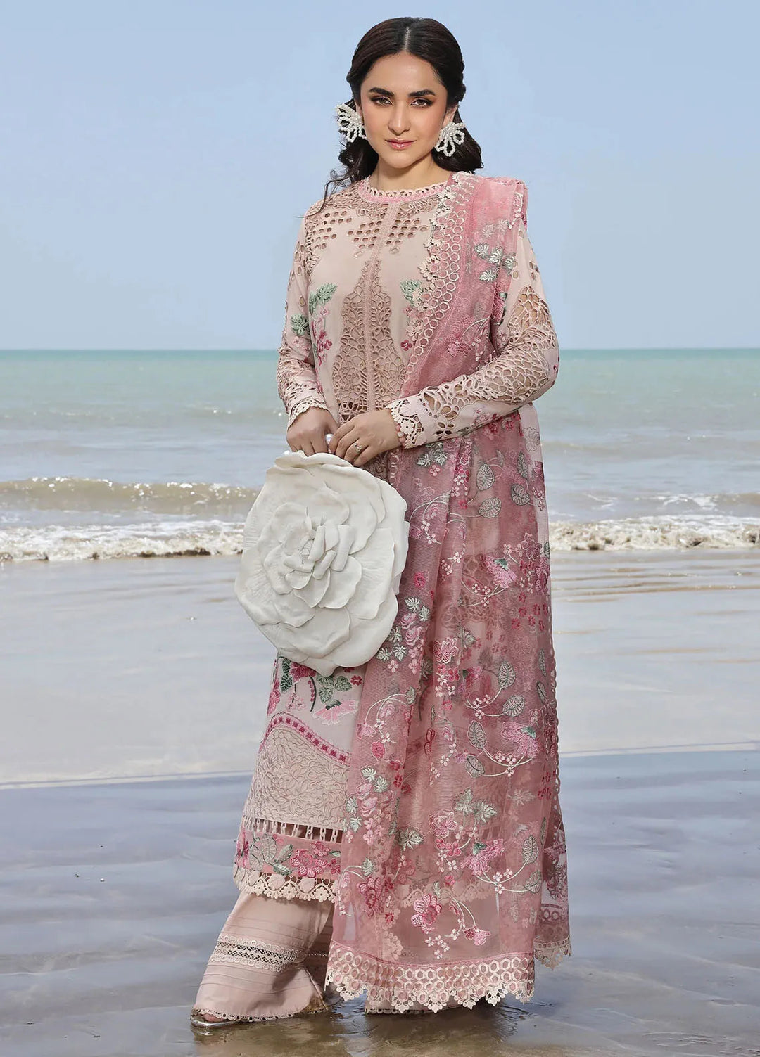 Maryam Hussain Embroidered Lawn Suit Unstitched 3 Piece MH24L D-03 Maya - Luxury Collection