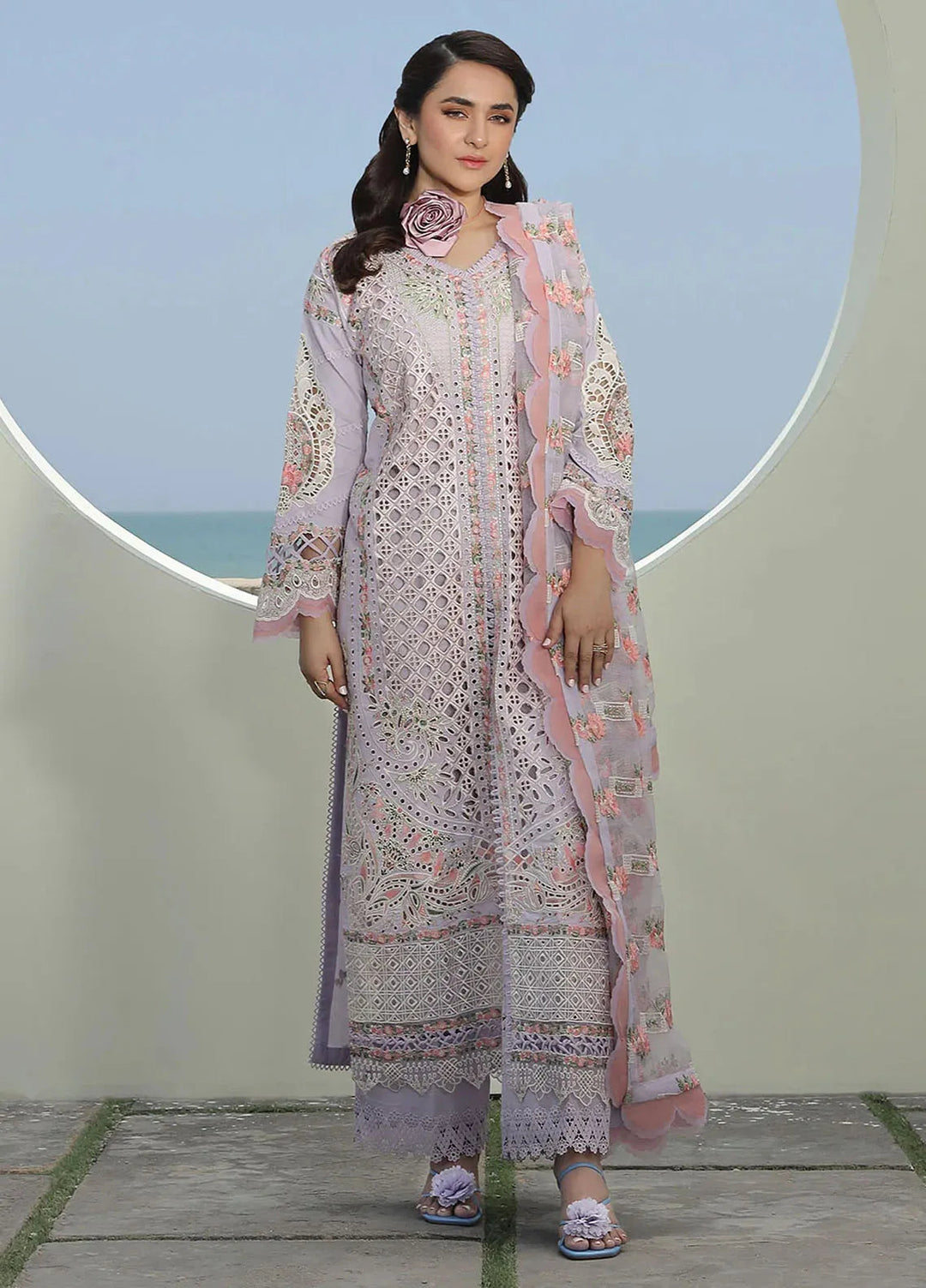 Maryam Hussain Embroidered Lawn Suit Unstitched 3 Piece MH24L D-04 Feroz - Luxury Collection