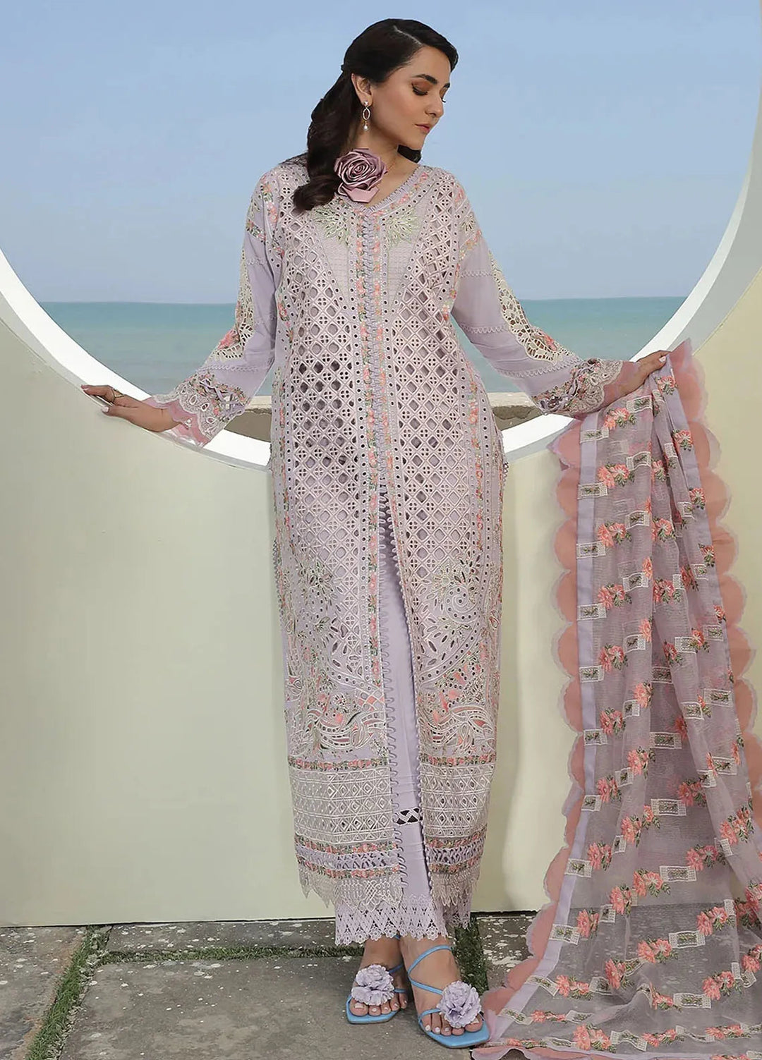 Maryam Hussain Embroidered Lawn Suit Unstitched 3 Piece MH24L D-04 Feroz - Luxury Collection