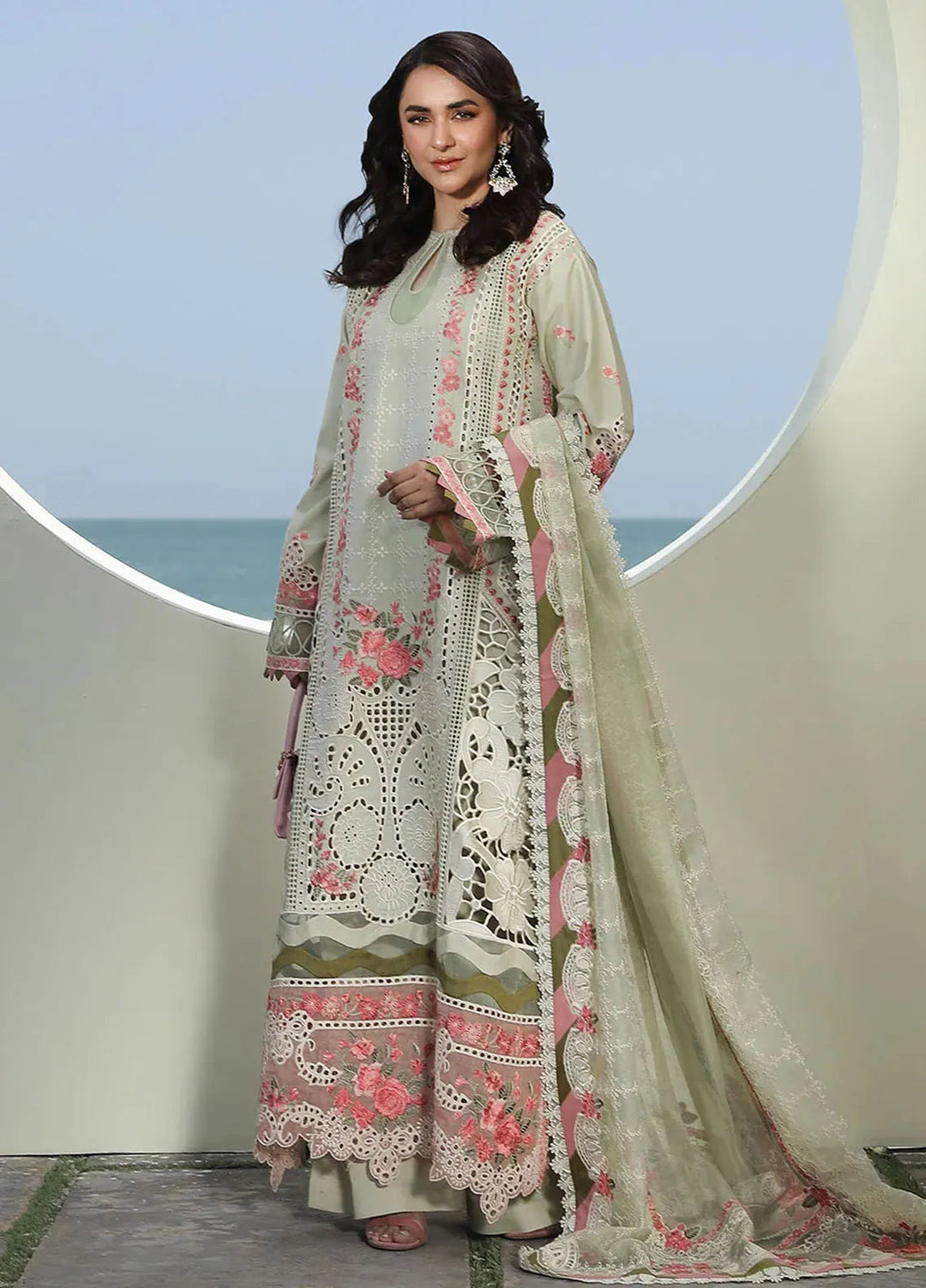 Maryam Hussain Embroidered Lawn Suit Unstitched 3 Piece MH24L D-05 Havana - Luxury Collection