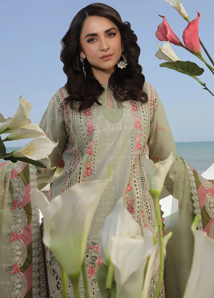 Maryam Hussain Embroidered Lawn Suit Unstitched 3 Piece MH24L D-05 Havana - Luxury Collection