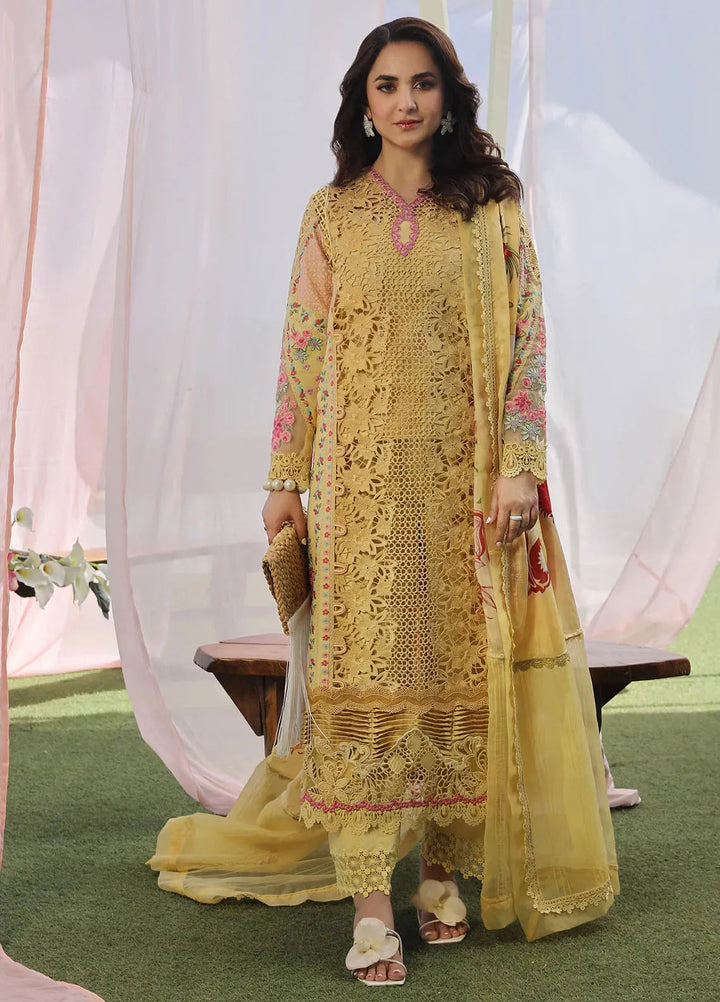Maryam Hussain Embroidered Lawn Suit Unstitched 3 Piece MH24L D-07 Tropica - Luxury Collection