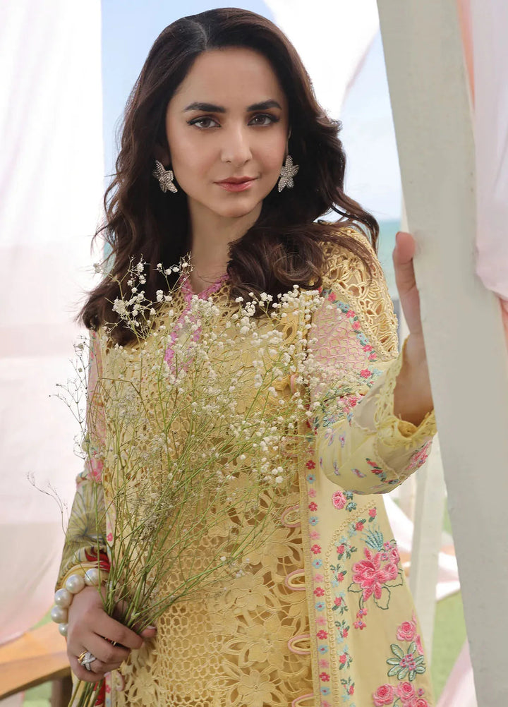 Maryam Hussain Embroidered Lawn Suit Unstitched 3 Piece MH24L D-07 Tropica - Luxury Collection