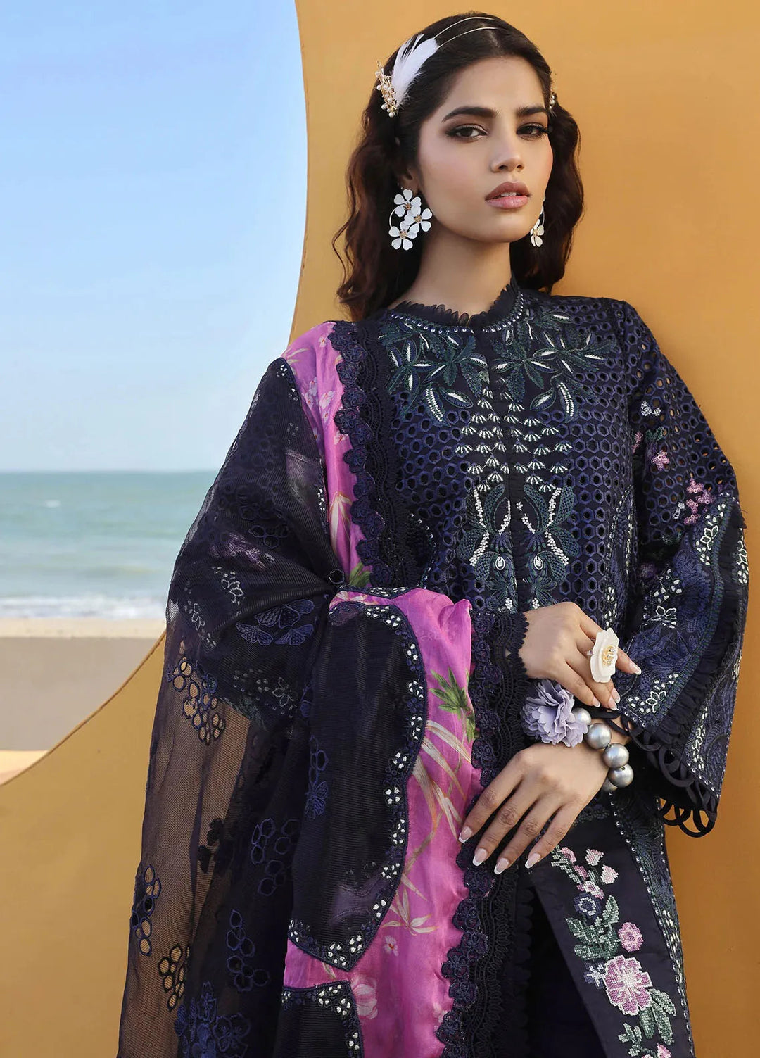 Maryam Hussain Embroidered Lawn Suit Unstitched 3 Piece MH24L D-08 Zoya - Luxury Collection