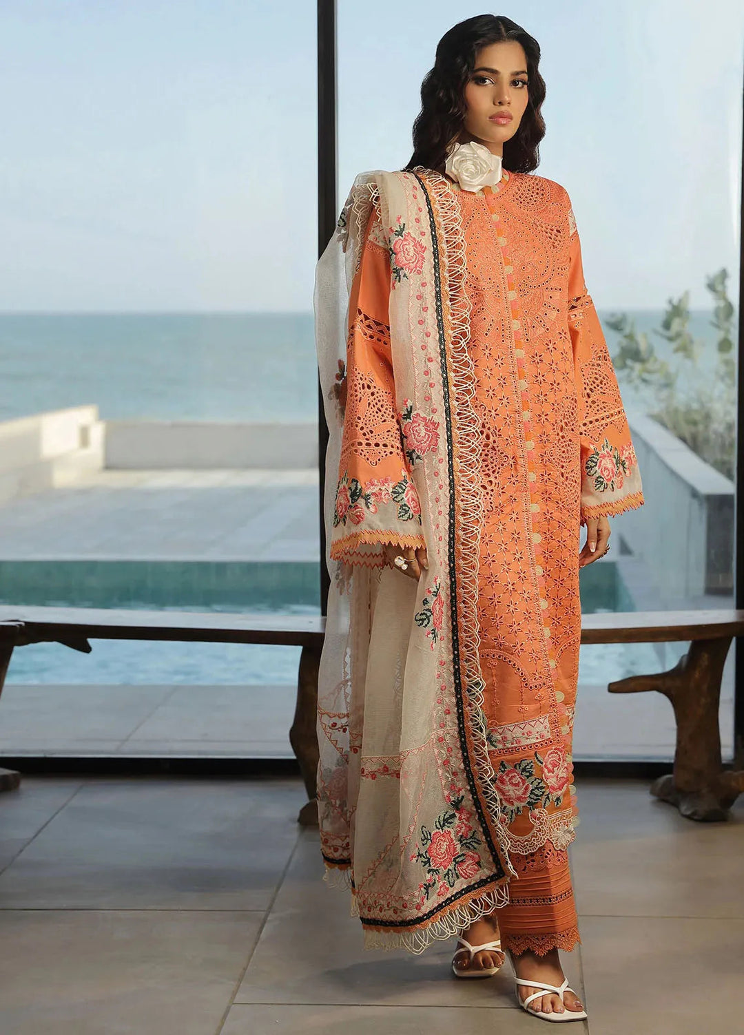 Maryam Hussain Embroidered Lawn Suit Unstitched 3 Piece MH24L D-09 Xuri - Luxury Collection