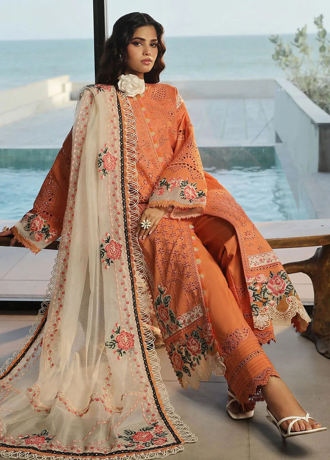 Maryam Hussain Embroidered Lawn Suit Unstitched 3 Piece MH24L D-09 Xuri - Luxury Collection