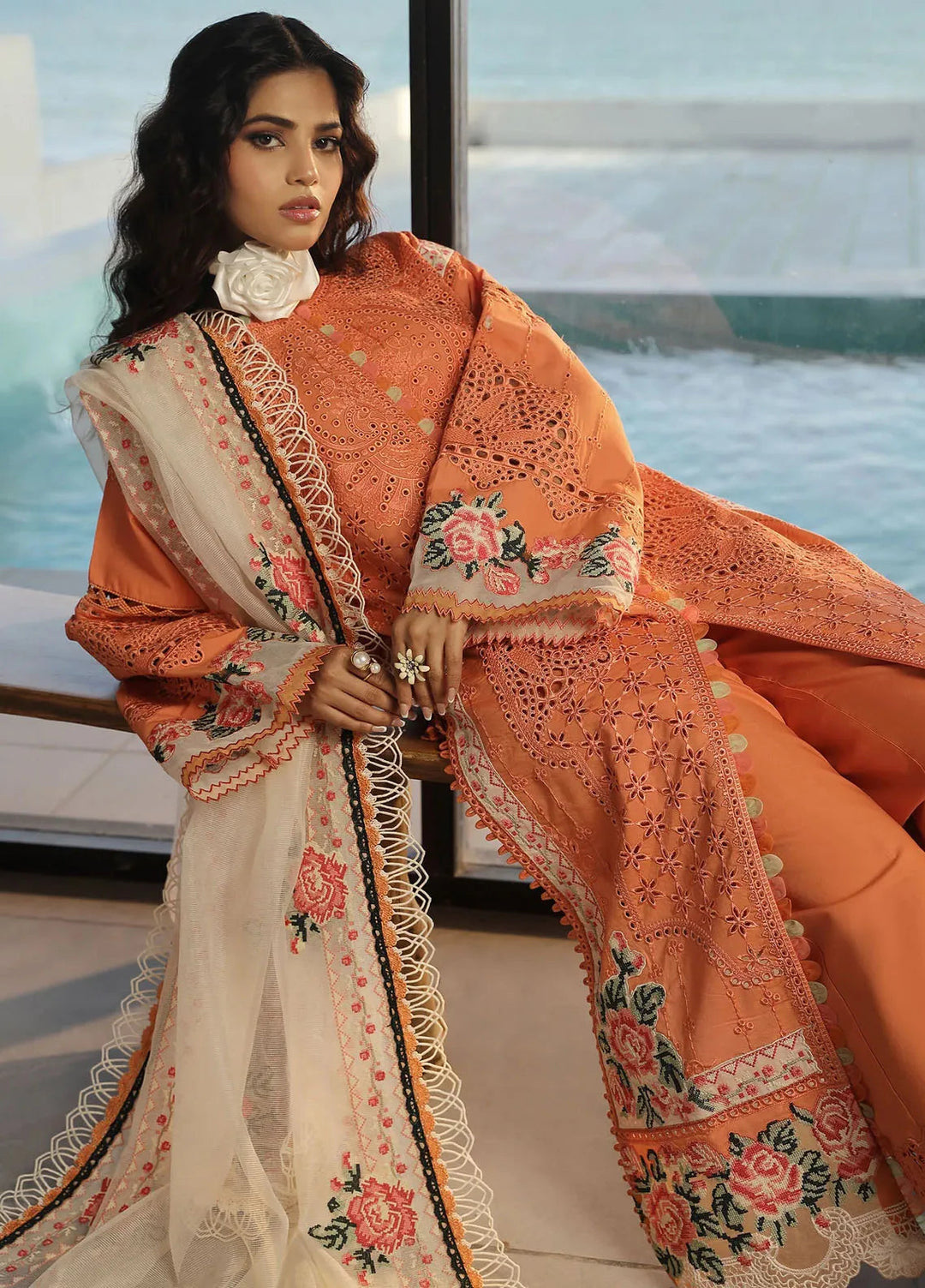 Maryam Hussain Embroidered Lawn Suit Unstitched 3 Piece MH24L D-09 Xuri - Luxury Collection