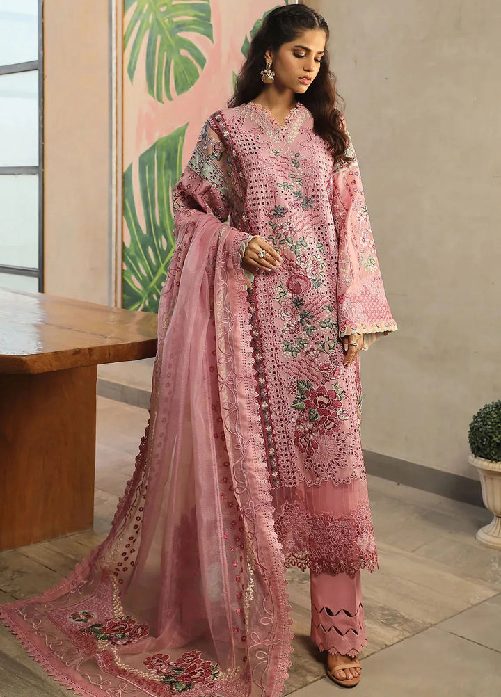 Maryam Hussain Embroidered Lawn Suit Unstitched 3 Piece MH24L D-10 Coral - Luxury Collection