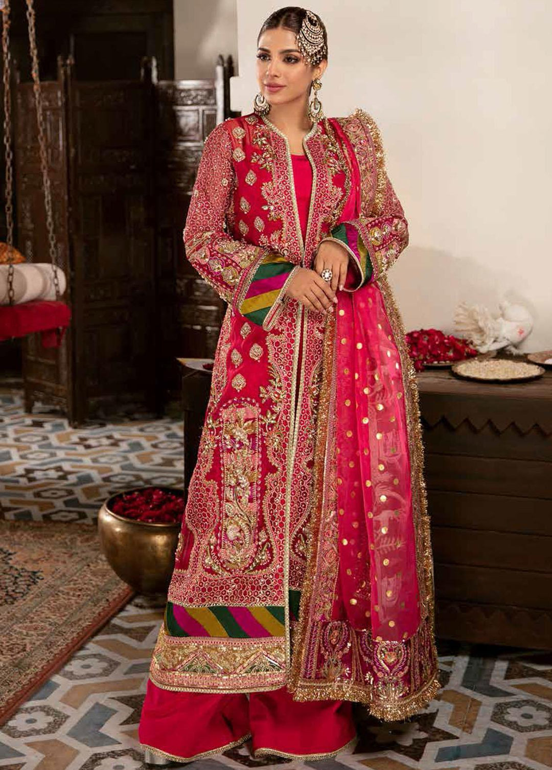 Gulaab By Maryam Hussain Embroidered Organza Suits Unstitched 3 Piece MH22G BANO - Wedding Collection