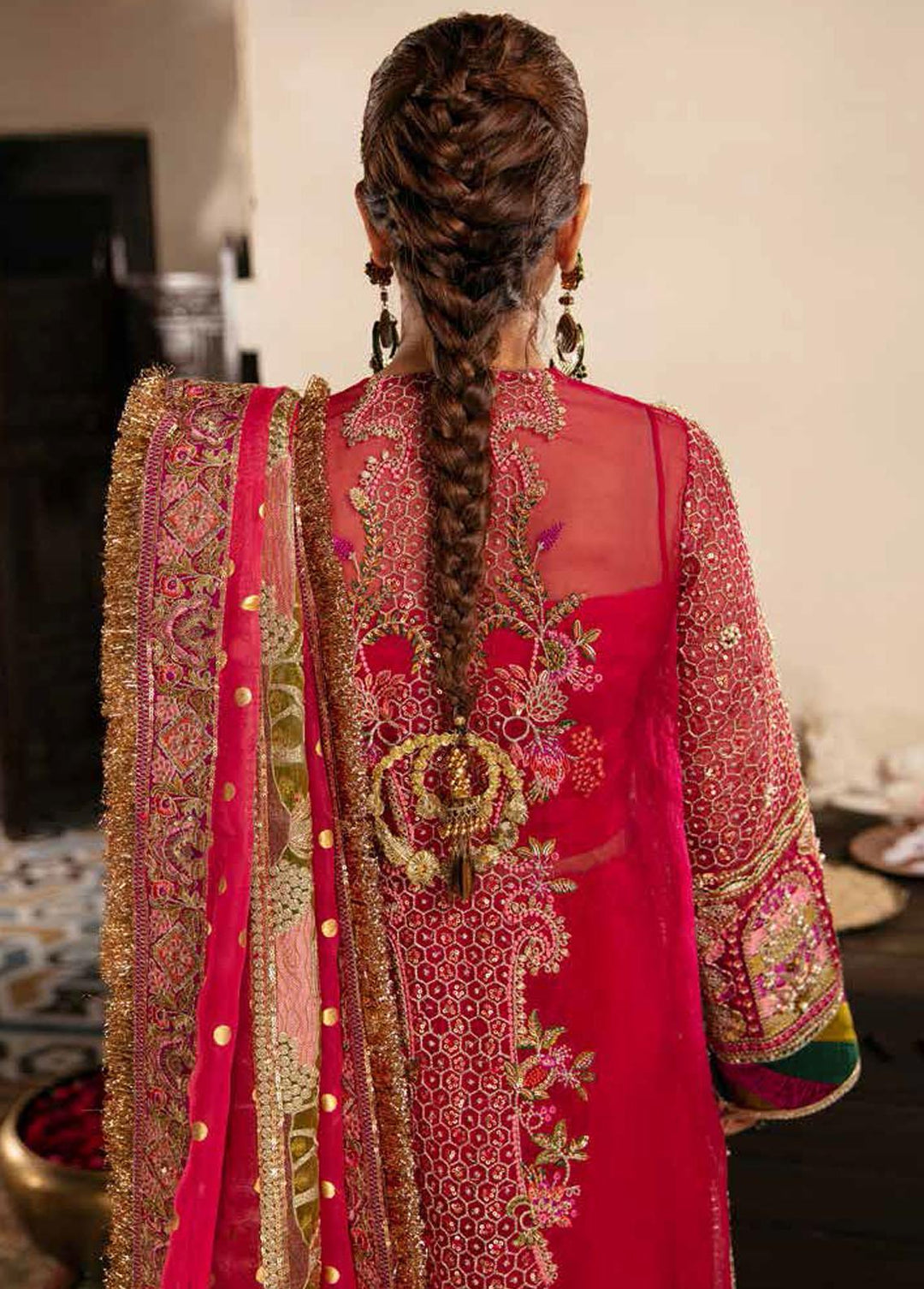 Gulaab By Maryam Hussain Embroidered Organza Suits Unstitched 3 Piece MH22G BANO - Wedding Collection