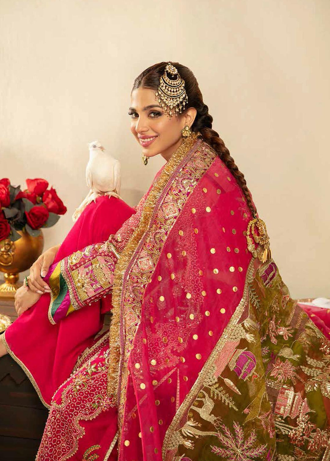 Gulaab By Maryam Hussain Embroidered Organza Suits Unstitched 3 Piece MH22G BANO - Wedding Collection