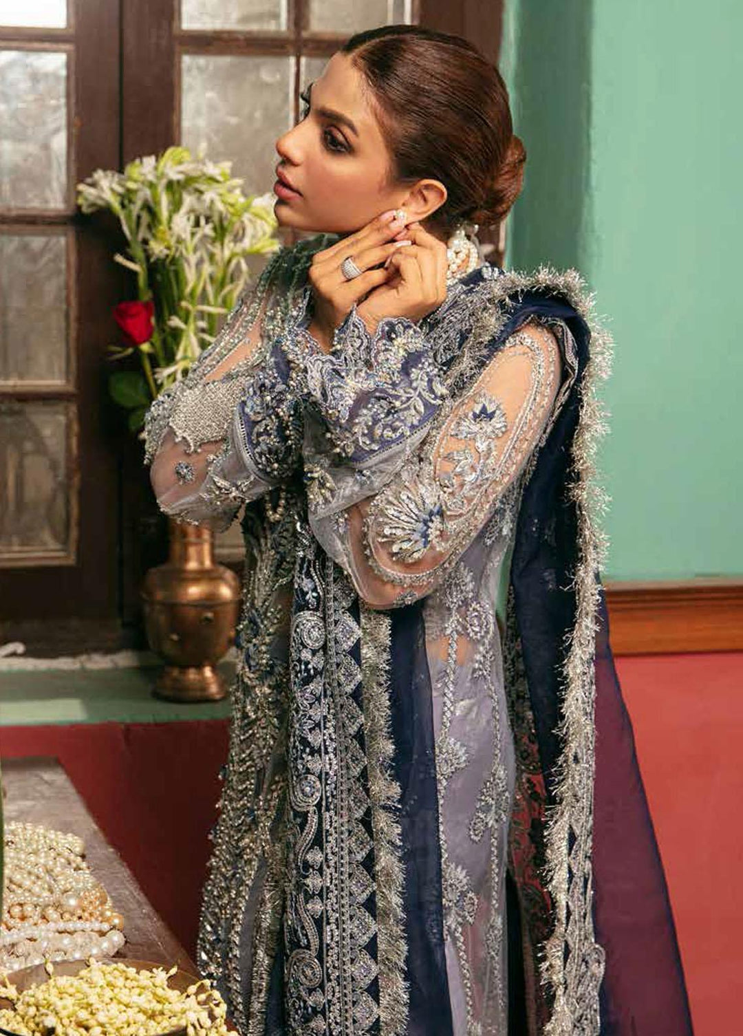 Gulaab By Maryam Hussain Embroidered Net Suits Unstitched 3 Piece MH22G CHANDNI - Wedding Collection