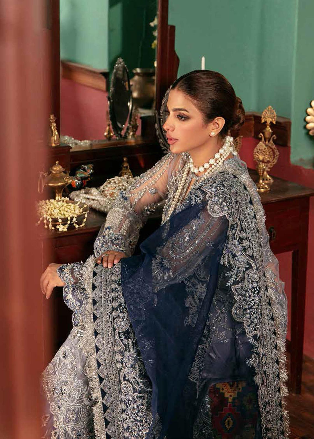 Gulaab By Maryam Hussain Embroidered Net Suits Unstitched 3 Piece MH22G CHANDNI - Wedding Collection