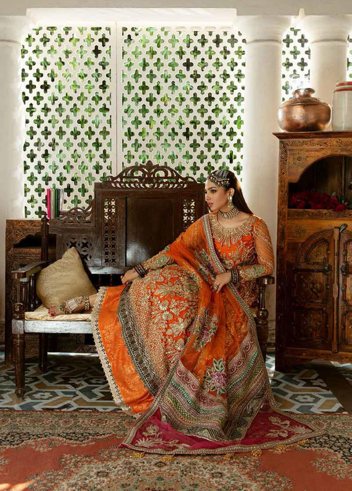 Gulaab By Maryam Hussain Embroidered Net Suits Unstitched 3 Piece MH22G KESAR - Wedding Collection