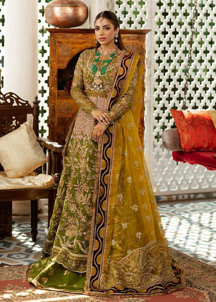 Gulaab By Maryam Hussain Embroidered Organza Suits Unstitched 3 Piece MH22G MEHNDI - Wedding Collection