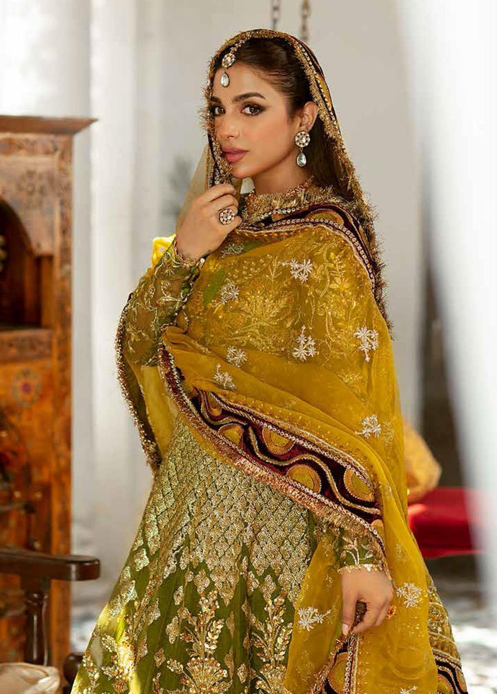 Gulaab By Maryam Hussain Embroidered Organza Suits Unstitched 3 Piece MH22G MEHNDI - Wedding Collection