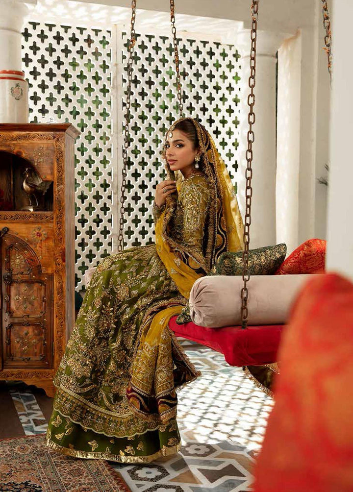 Gulaab By Maryam Hussain Embroidered Organza Suits Unstitched 3 Piece MH22G MEHNDI - Wedding Collection
