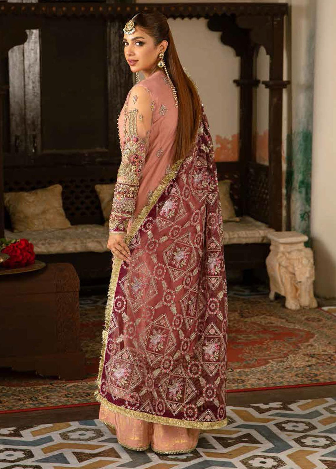 Gulaab By Maryam Hussain Embroidered Net Suits Unstitched 3 Piece MH22G MEHR - Wedding Collection