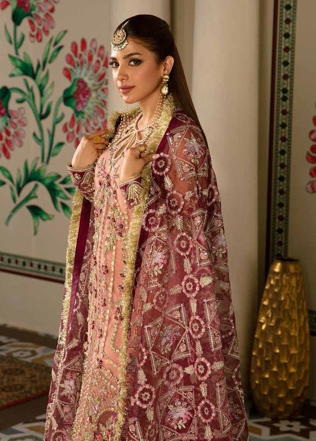 Gulaab By Maryam Hussain Embroidered Net Suits Unstitched 3 Piece MH22G MEHR - Wedding Collection