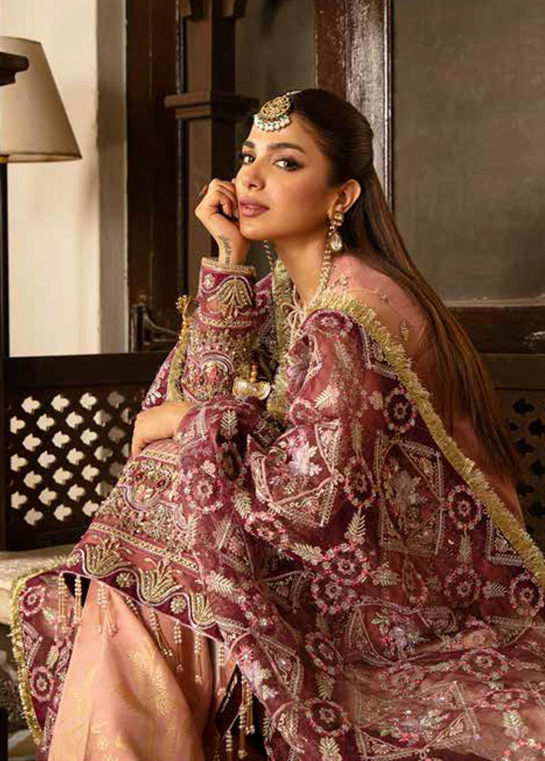 Gulaab By Maryam Hussain Embroidered Net Suits Unstitched 3 Piece MH22G MEHR - Wedding Collection