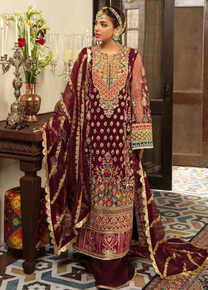 Gulaab By Maryam Hussain Embroidered Net Suits Unstitched 3 Piece MH22G ZEENIA - Wedding Collection