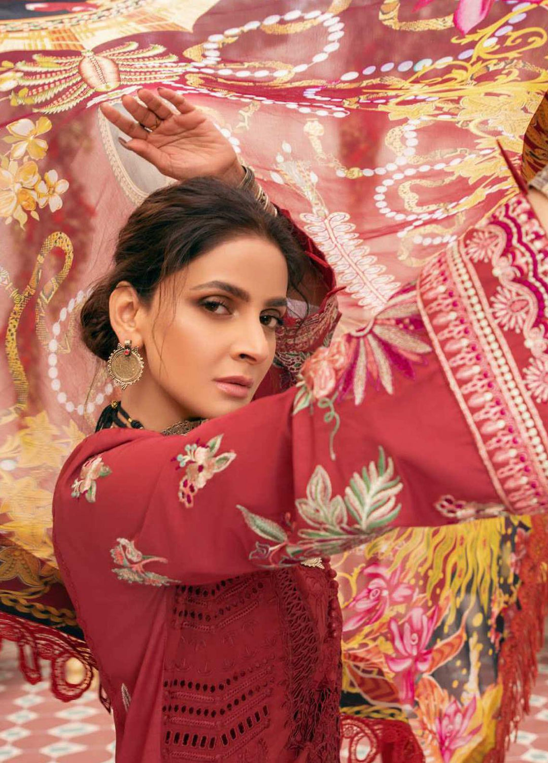 Maryam Hussain Embroidered Lawn Suits Unstitched 3 Piece MRH21LL 06-Gulab - Festive Collection
