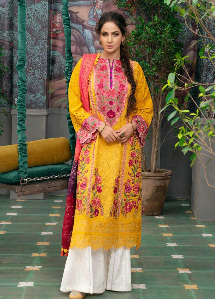 Maryam Hussain Embroidered Chikankari Suits Unstitched 3 Piece MRH21LL 10-Kesar - Festive Collection