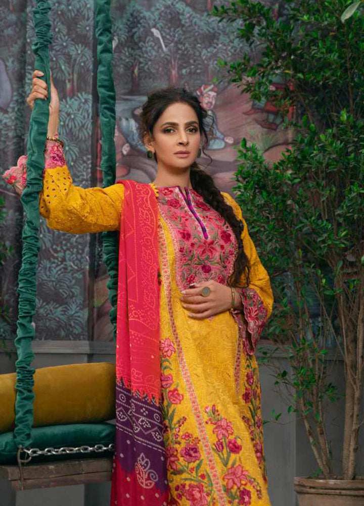 Maryam Hussain Embroidered Chikankari Suits Unstitched 3 Piece MRH21LL 10-Kesar - Festive Collection