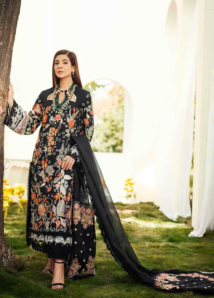 Maryam Hussain Embroidered Lawn Suits Unstitched 3 Piece MH22E 01 MIDNIGHT - Luxury Collection