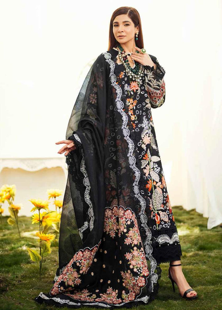 Maryam Hussain Embroidered Lawn Suits Unstitched 3 Piece MH22E 01 MIDNIGHT - Luxury Collection