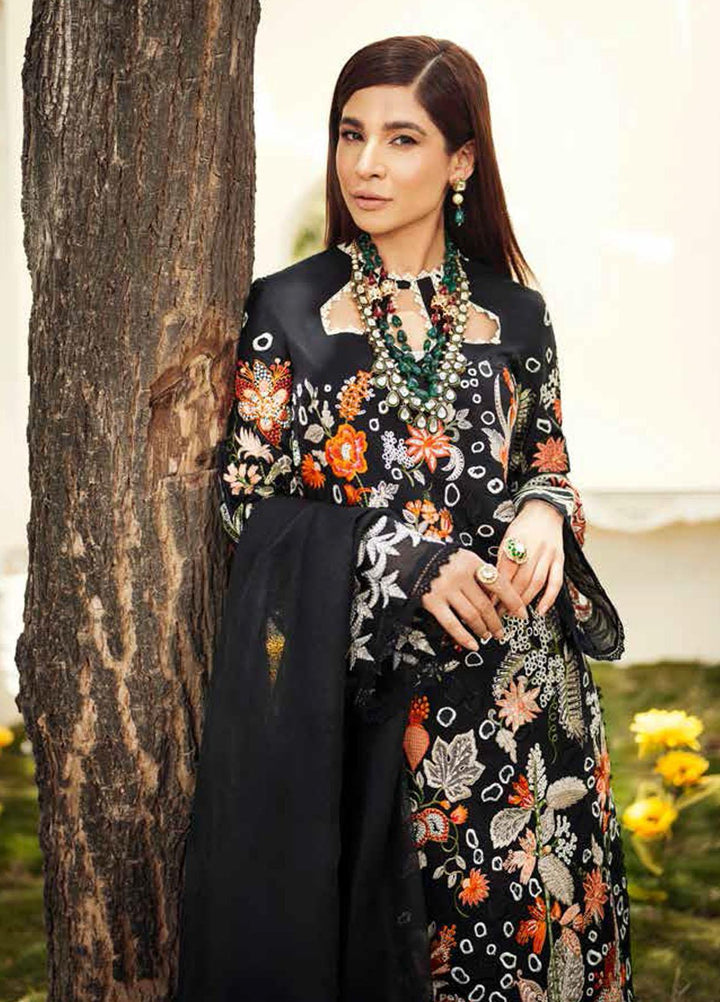 Maryam Hussain Embroidered Lawn Suits Unstitched 3 Piece MH22E 01 MIDNIGHT - Luxury Collection