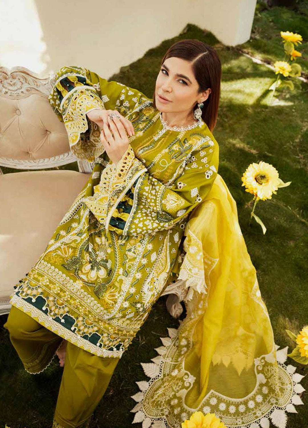 Maryam Hussain Embroidered Lawn Suits Unstitched 3 Piece MH22E 03 OLIVIA - Luxury Collection