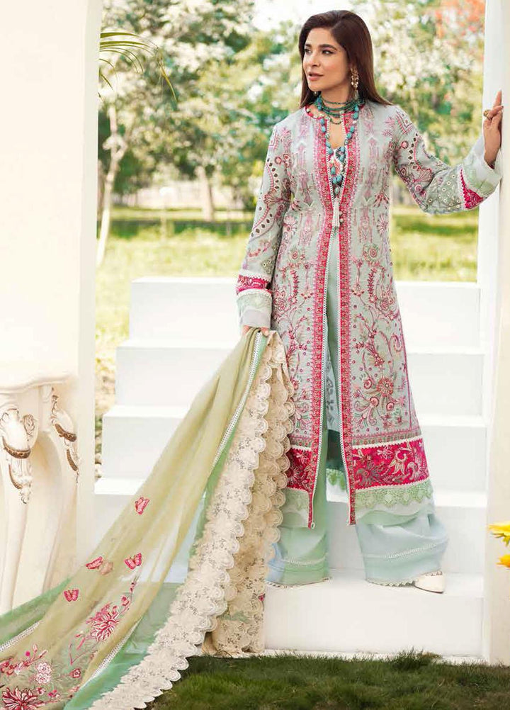Maryam Hussain Embroidered Lawn Suits Unstitched 3 Piece MH22E 04 AQUA - Luxury Collection