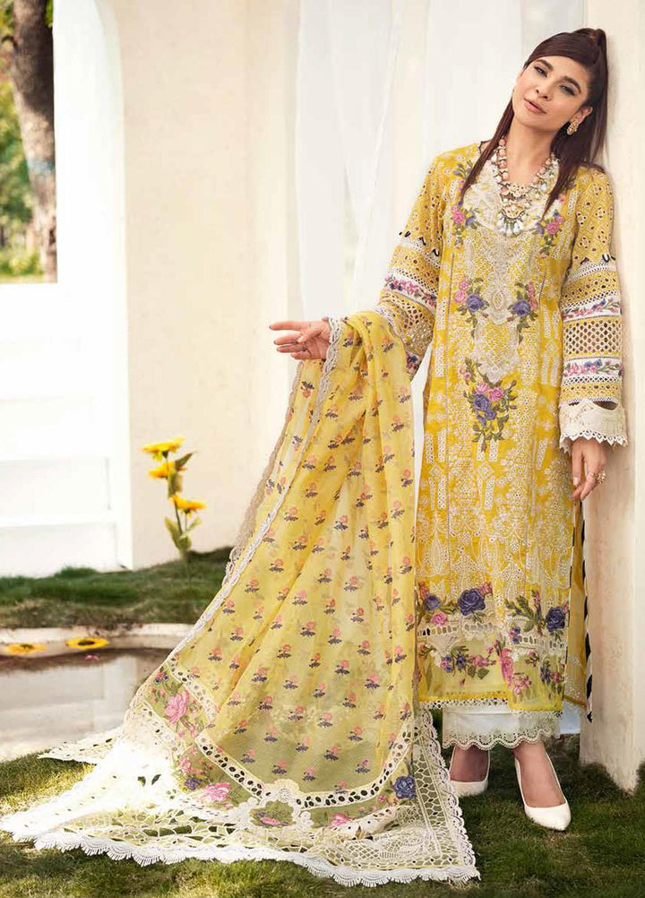 Maryam Hussain Embroidered Lawn Suits Unstitched 3 Piece MH22E 05 LEMON GARDEN - Luxury Collection