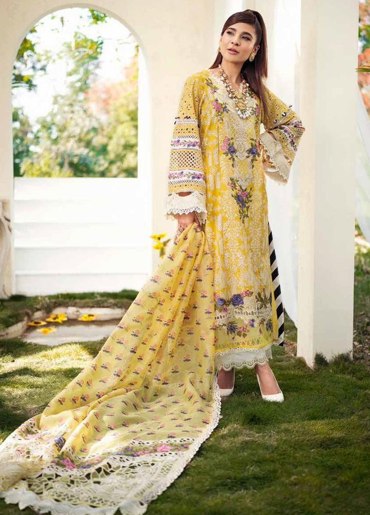 Maryam Hussain Embroidered Lawn Suits Unstitched 3 Piece MH22E 05 LEMON GARDEN - Luxury Collection