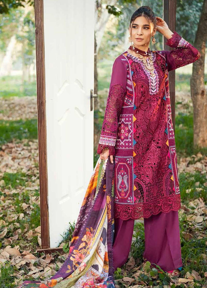 Maryam Hussain Embroidered Lawn Suits Unstitched 3 Piece MH22E 09 FUSCHIA - Luxury Collection